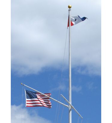25' Standard Nautical Single Mast Flagpole - Yardarm & Gaff 